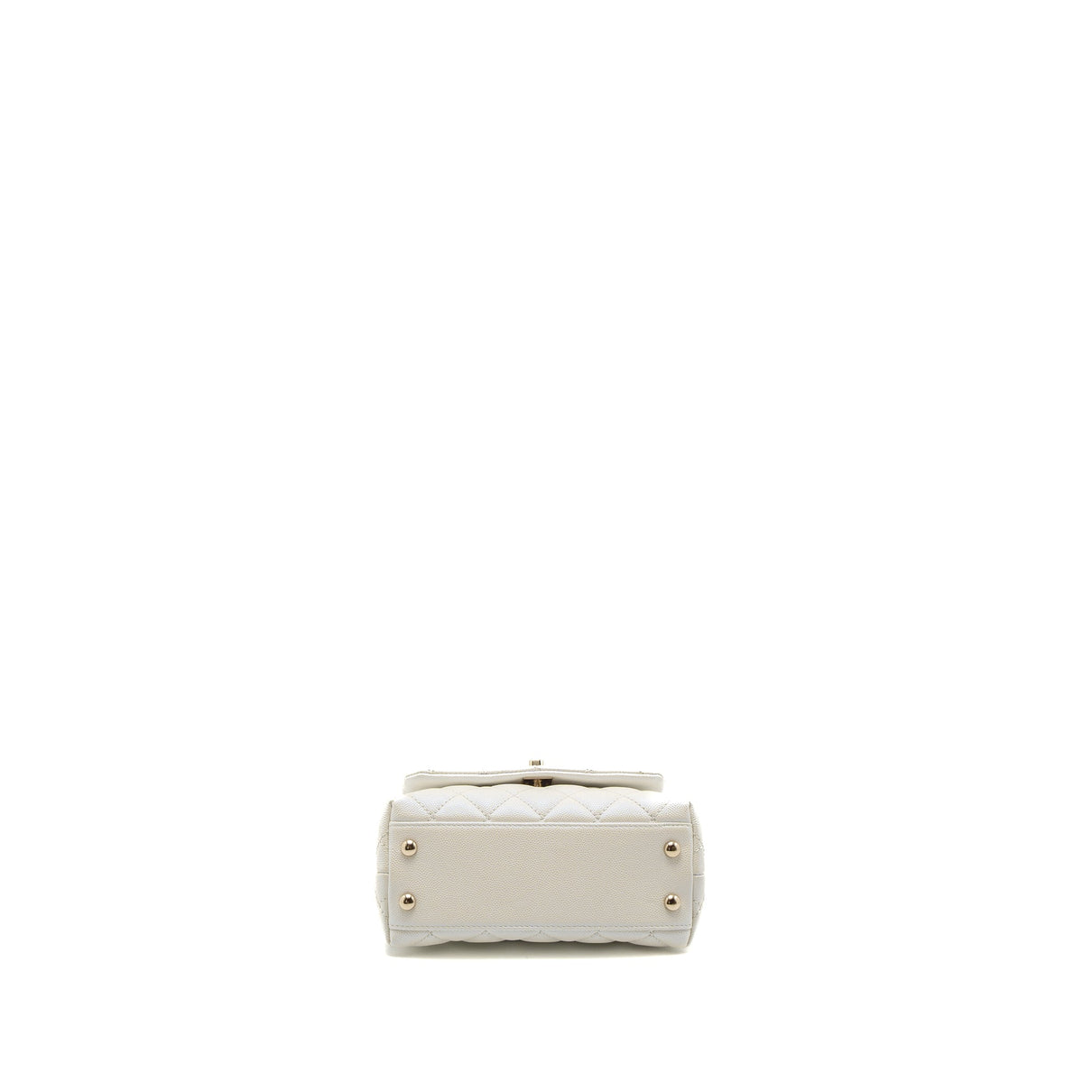 CHANEL MINI COCO HANDLE CAVIAR IRIDESCENT WHITE LGHW