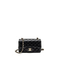 CHANEL MINI RECTANGULAR FLAP BAG LAMBSKIN BLACK LGHW (MICROCHIP)