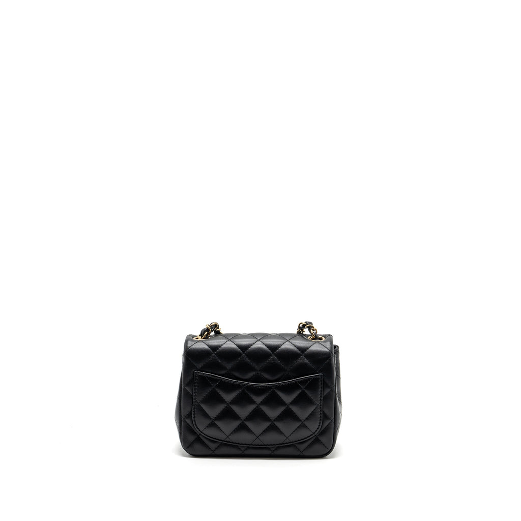 CHANEL MINI SQUARE FLAP BAG LAMBSKIN BLACK GHW (MICROCHIP)