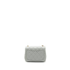 CHANEL 23C PEARL CRUSH MINI SQUARE FLAP BAG LAMBSKIN GREY GHW (MICROCHIP)