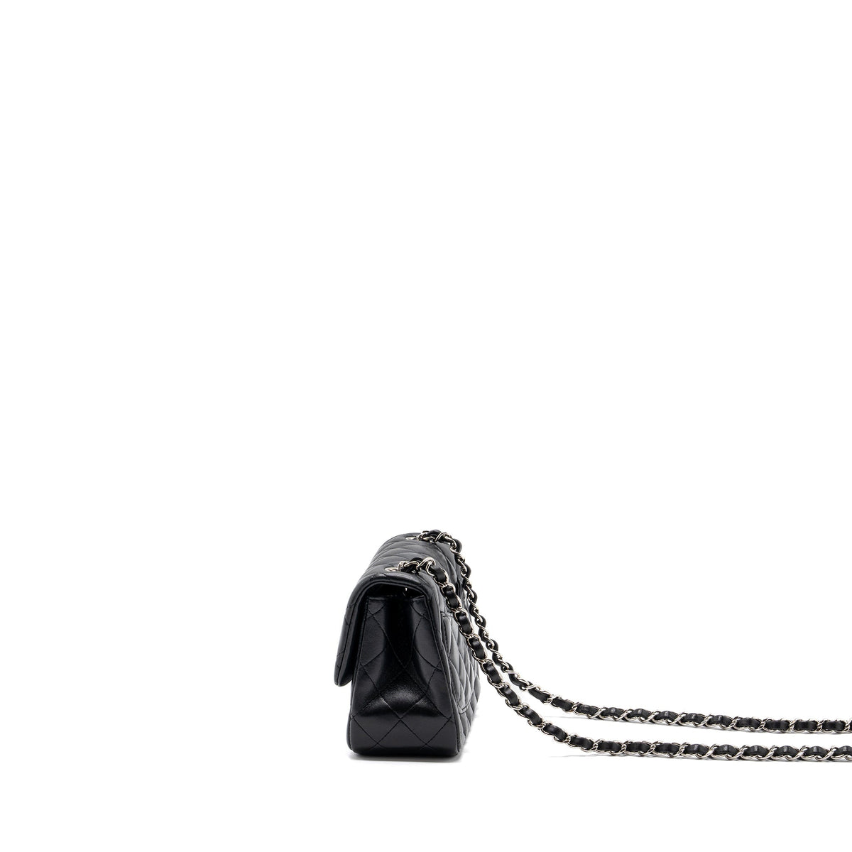 CHANEL MINI SQUARE FLAP BAG LAMBSKIN BLACK SHW