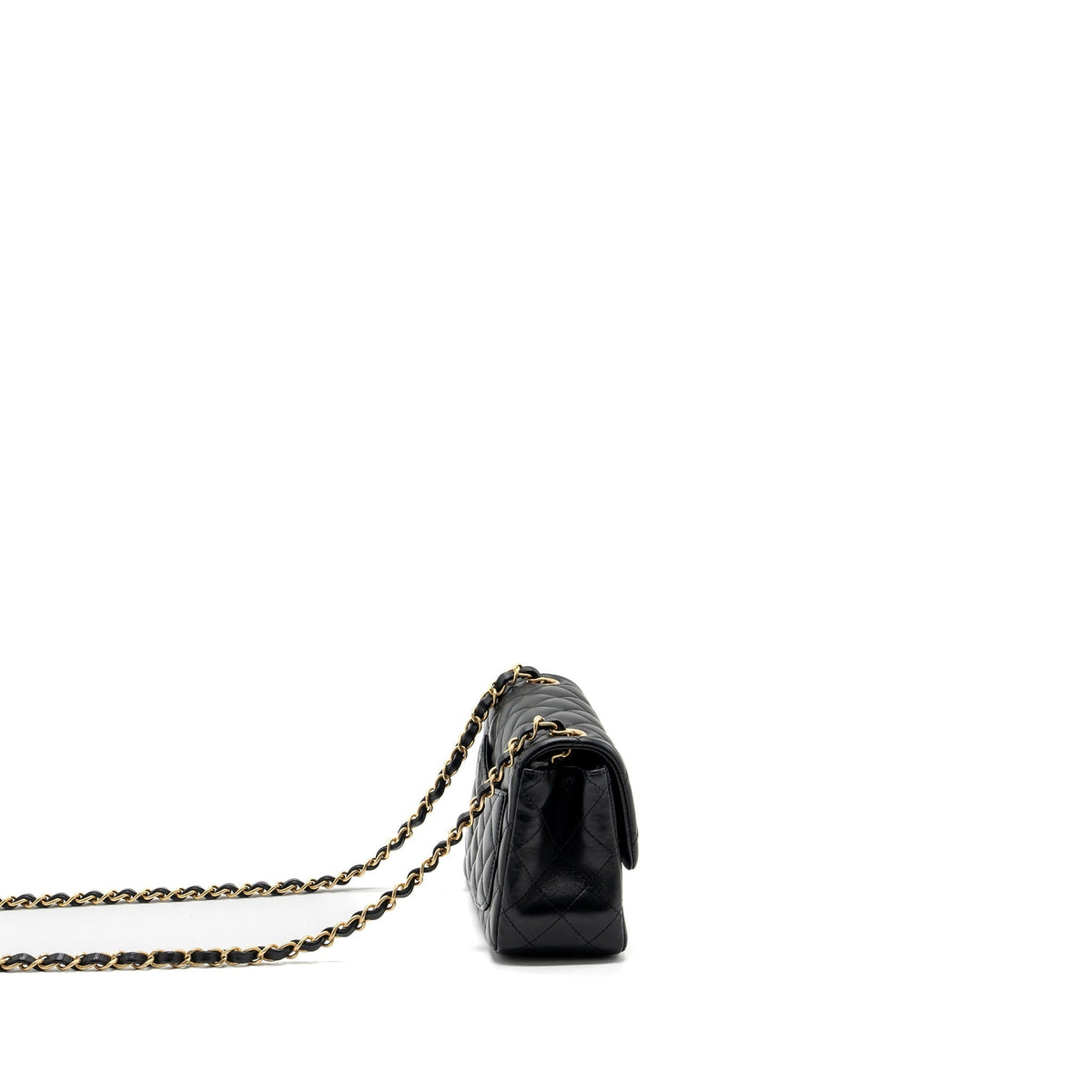 CHANEL CLASSIC MINI SQUARE FLAP BAG LAMBSKIN BLACK BRUSHED GHW