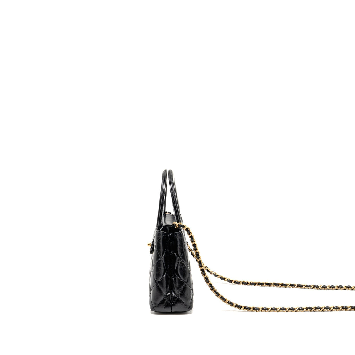 CHANEL MINI KELLY SHOPPING TOTE BAG CALFSKIN BLACK GHW (MICROCHIP)