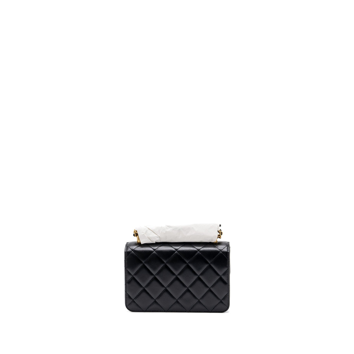 CHANEL 24C GOLD CRUSH MINI FLAP BAG CALFSKIN BLACK GHW  (MICROCHIP)