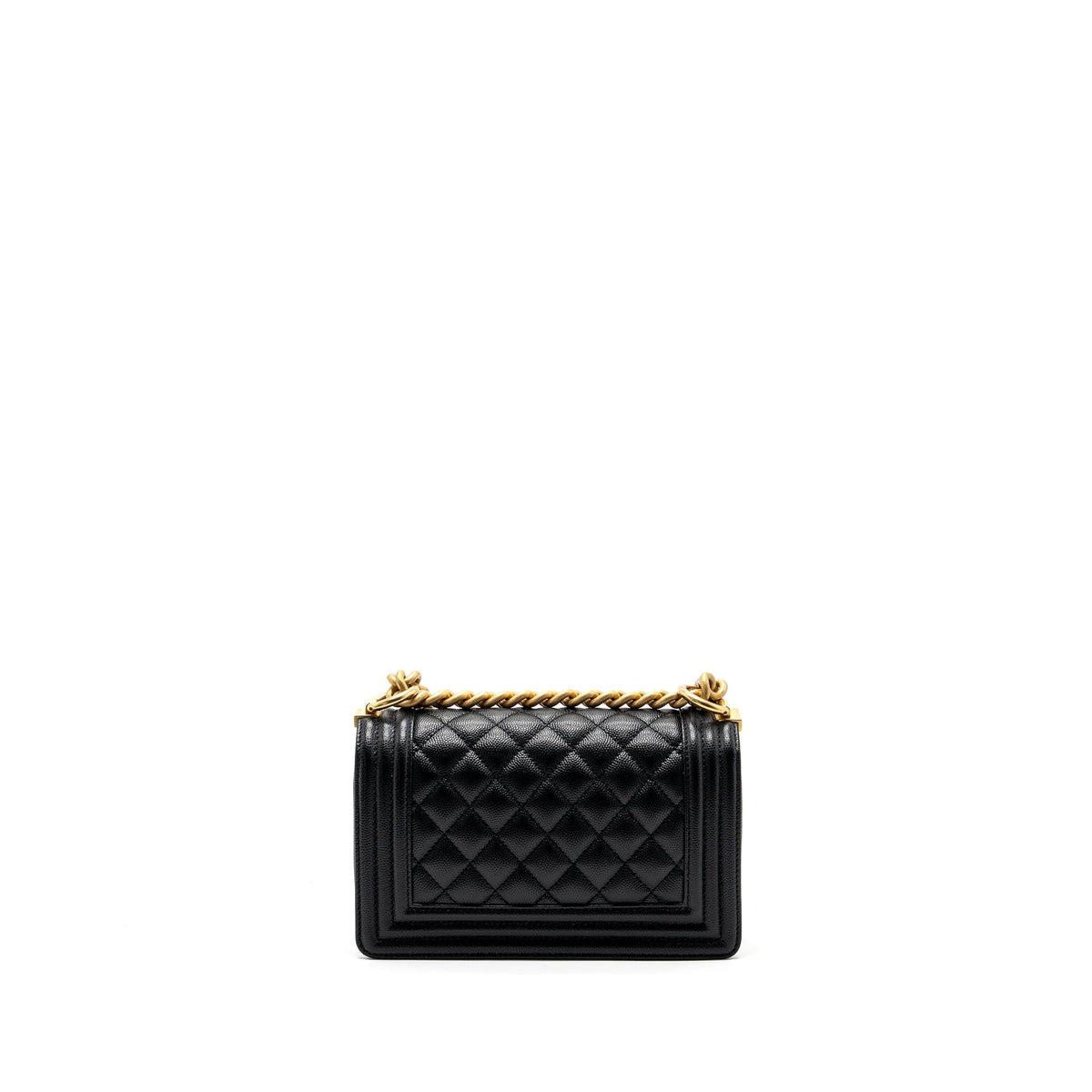 CHANEL SMALL BOY BAG CAVIAR BLACK GHW (MICROCHIP)