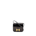 HERMES MINI CONSTANCE ALLIGATOR MISSISSIPPIENSIS SHINY BLACK GHW