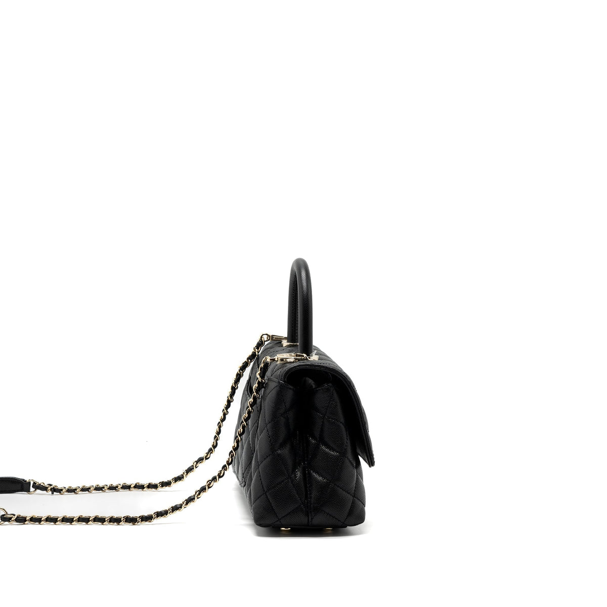 CHANEL SMALL COCO HANDLE CAVIAR BLACK LGHW (MICROCHIP)