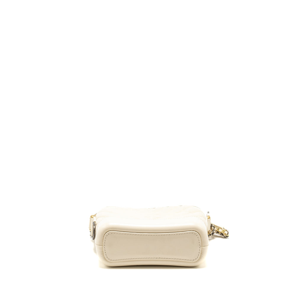 CHANEL SMALL CHEVRON GABRIELLE HOBO BAG CALFSKIN WHITE MULTICOLOUR HARDWARE
