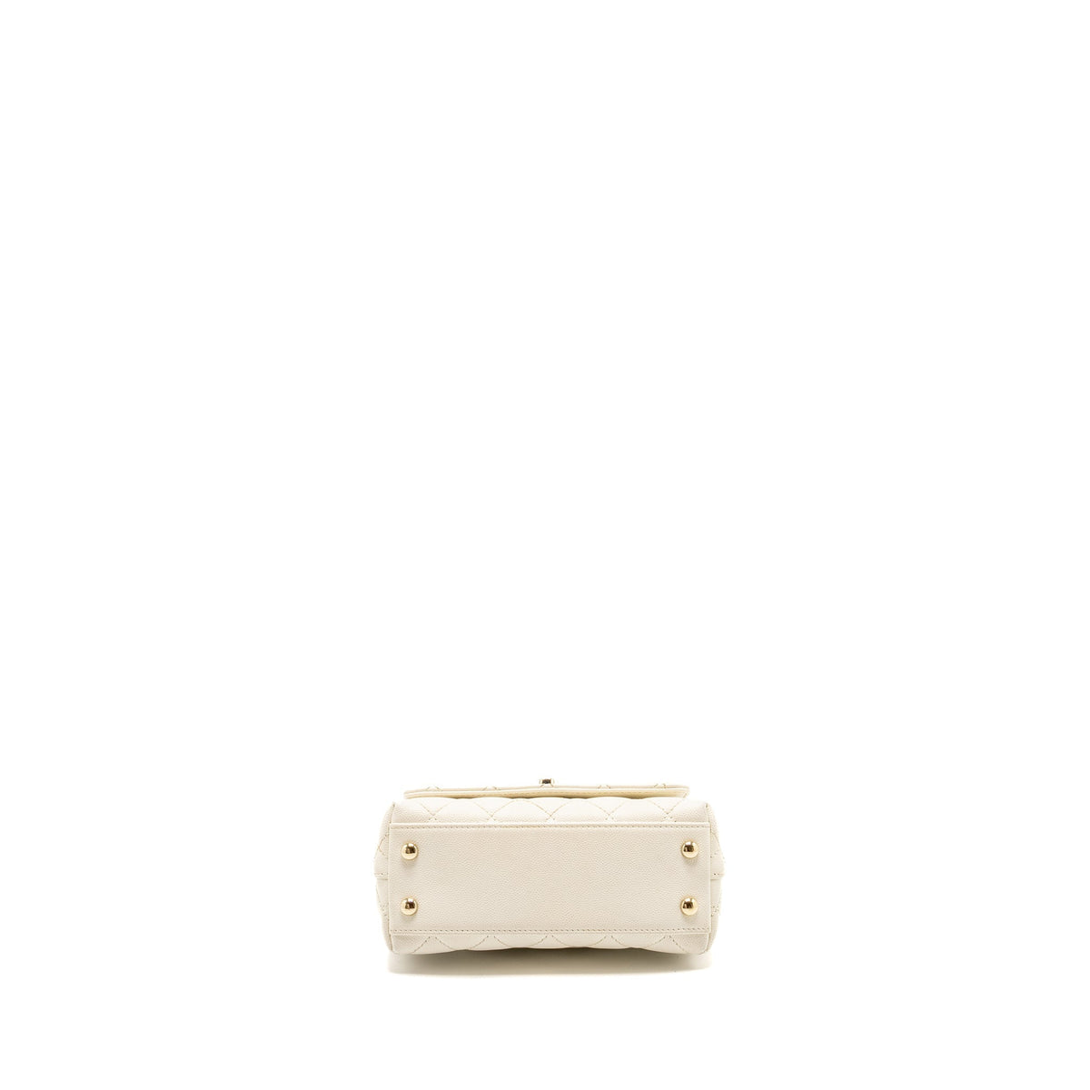 CHANEL MINI COCO HANDLE CAVIAR WHITE LGHW (MICROCHIP)