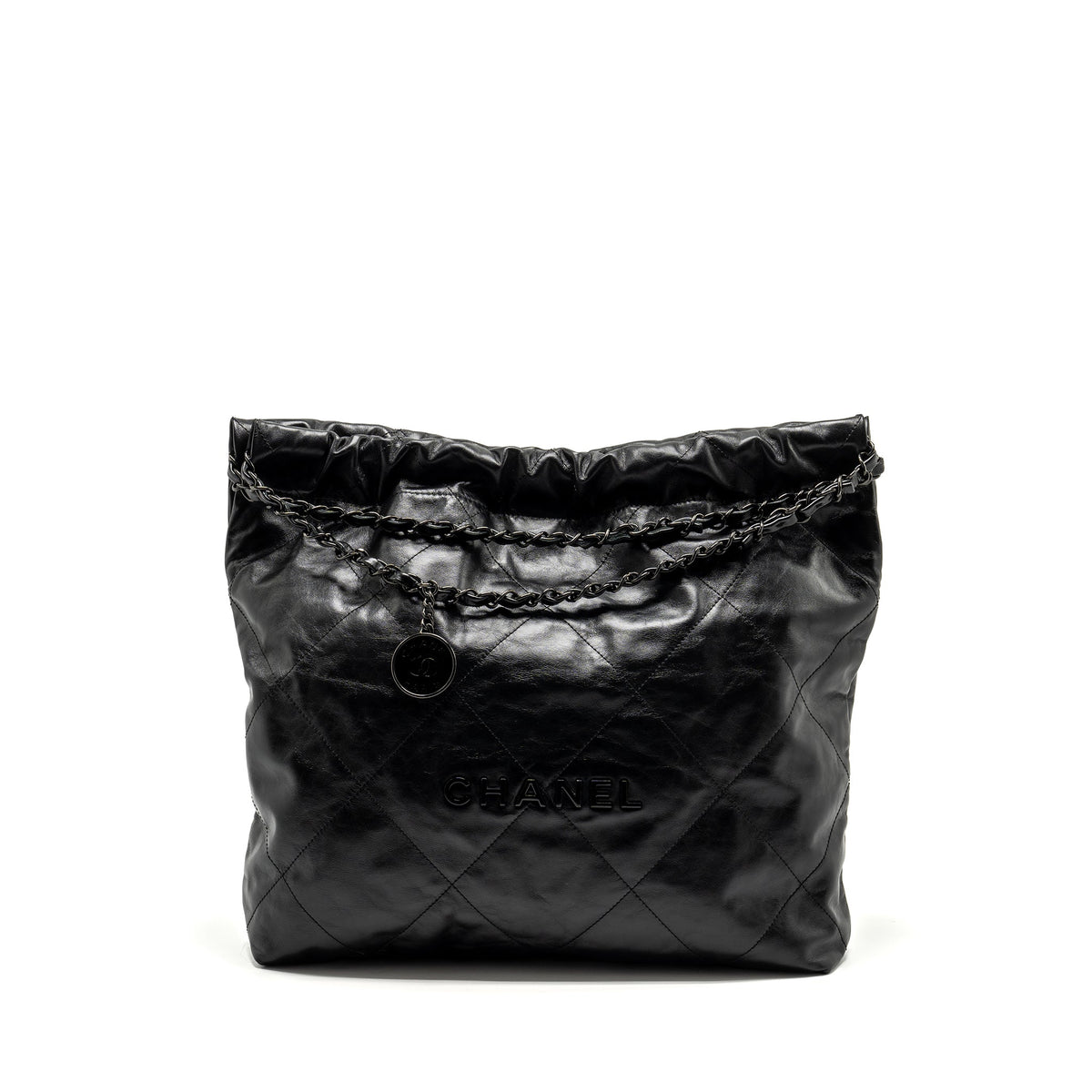 CHANEL MEDIUM 22 BAG CALFSKIN SO BLACK (MICROCHIP)