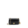 CHANEL PEARL CRUSH MINI RECTANGULAR FLAP BAG LAMBSKIN BLACK GHW (MICROCHIP)