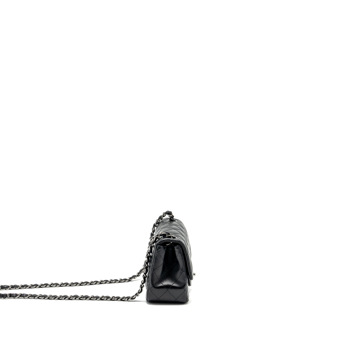 CHANEL MINI SQUARE FLAP BAG LAMBSKIN BLACK SHW
