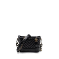 CHANEL SMALL GABRIELLE HOBO BAG CHEVRON AGED CALFSKIN BLACK MULTICOLOUR HARDWARE