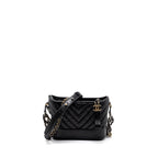 CHANEL SMALL GABRIELLE HOBO BAG CHEVRON AGED CALFSKIN BLACK MULTICOLOUR HARDWARE