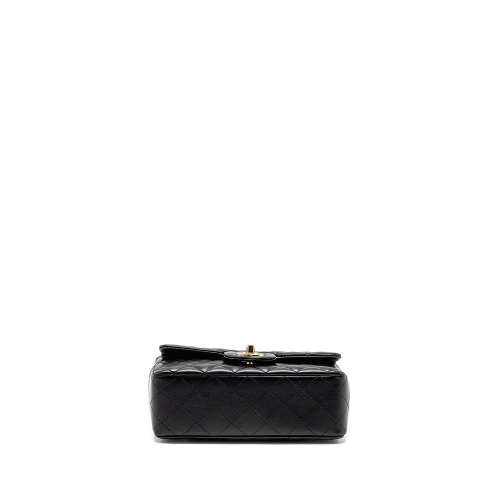 CHANEL MINI RECTANGULAR FLAP BAG LAMBSKIN BLACK LGHW (MICROCHIP)