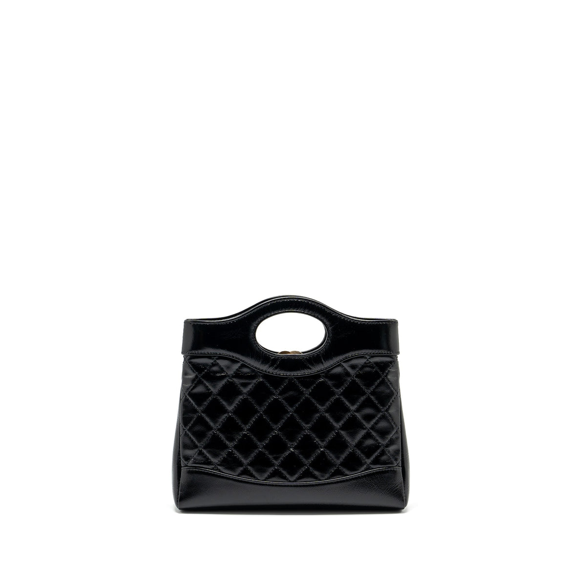 CHANEL MINI 31 BAG SHINY CALFSKIN BLACK LGHW (MICROCHIP)
