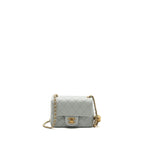 CHANEL 23C PEARL CRUSH MINI SQUARE FLAP BAG LAMBSKIN GREY GHW (MICROCHIP)