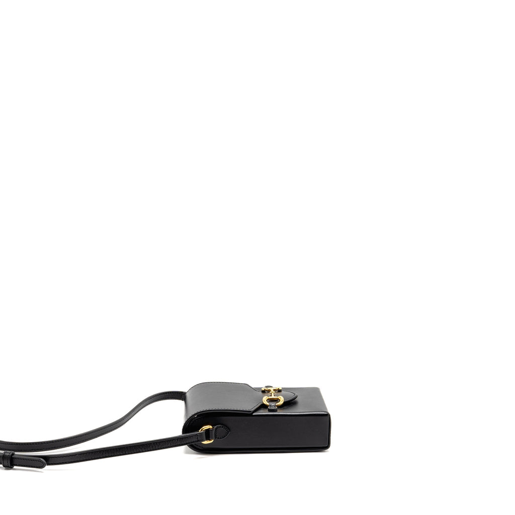GUCCI HORSEBIT MINI CROSSBODY BAG LEATHER BLACK GHW