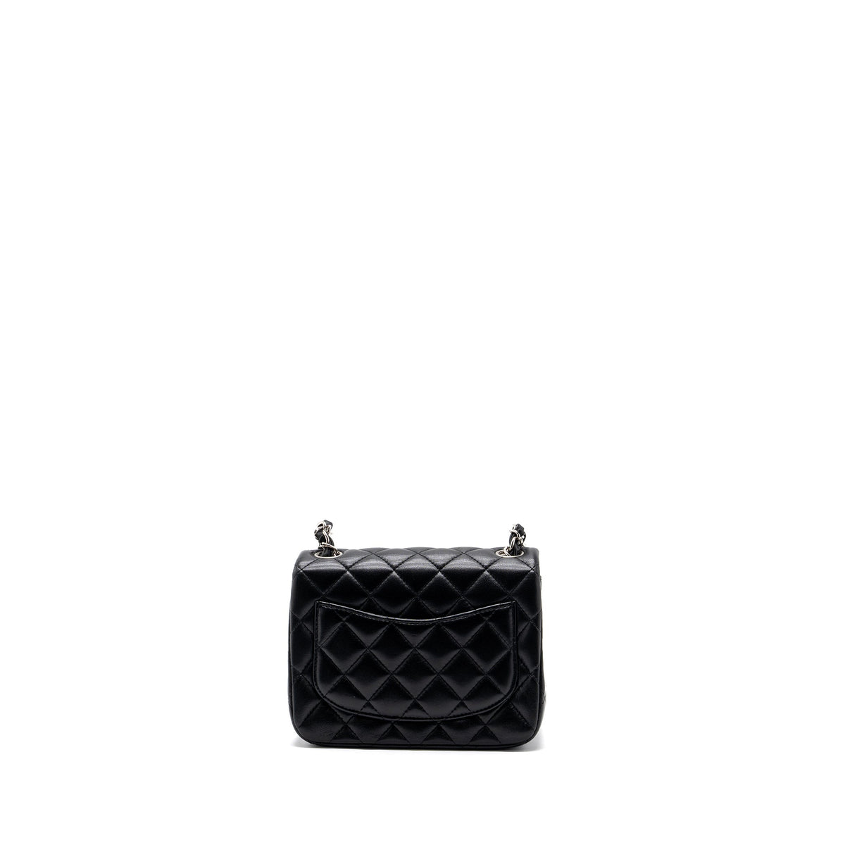 CHANEL MINI SQUARE FLAP BAG LAMBSKIN BLACK SHW