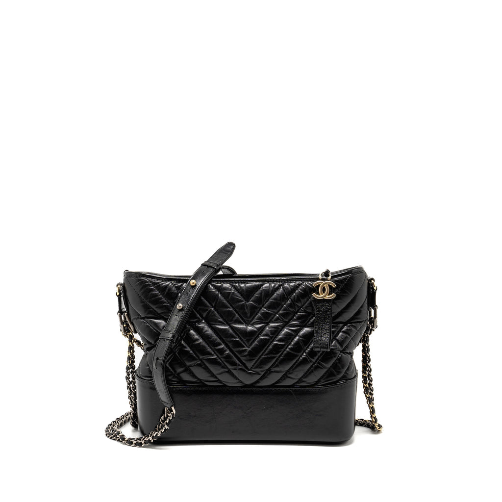 CHANEL GABRIELLE HOBO BAG SHINY CALFSKIN BLACK MULTICOLOUR HARDWARE