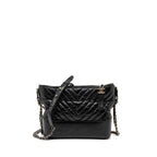 CHANEL GABRIELLE HOBO BAG SHINY CALFSKIN BLACK MULTICOLOUR HARDWARE