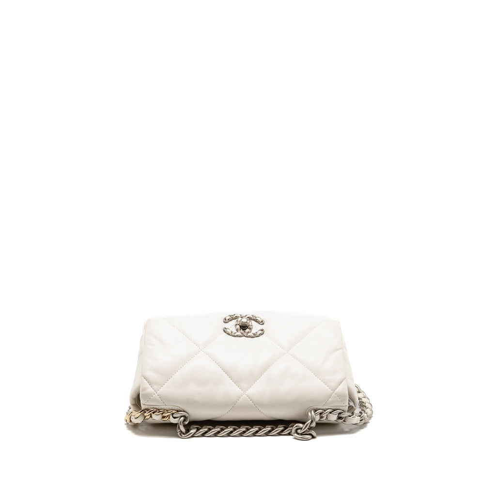 Chanel small 19 bag lambskin white multicoloured hardware (microchip)