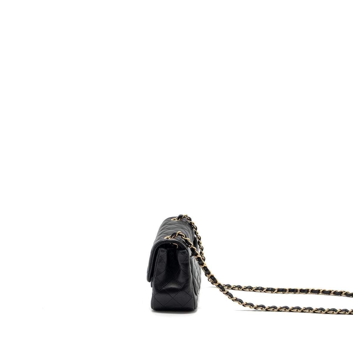 CHANEL CLASSIC MINI SQUARE FLAP BAG LAMBSKIN BLACK BRUSHED GHW