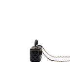 CHANEL TOP HANDLE LONG VANITY WITH CHAIN LAMBSKIN BLACK LGHW (MICROCHIP)