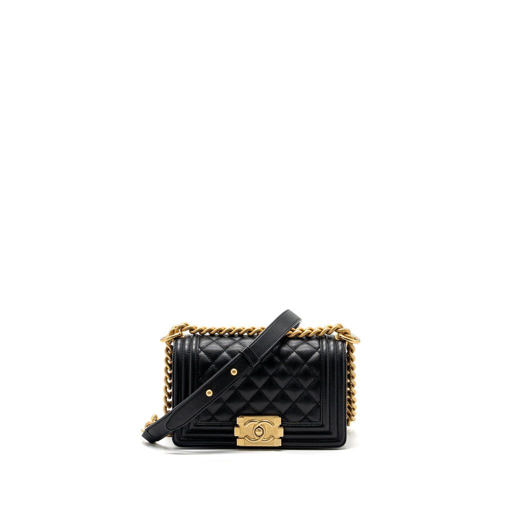 CHANEL SMALL BOY BAG CAVIAR BLACK GHW (MICROCHIP)