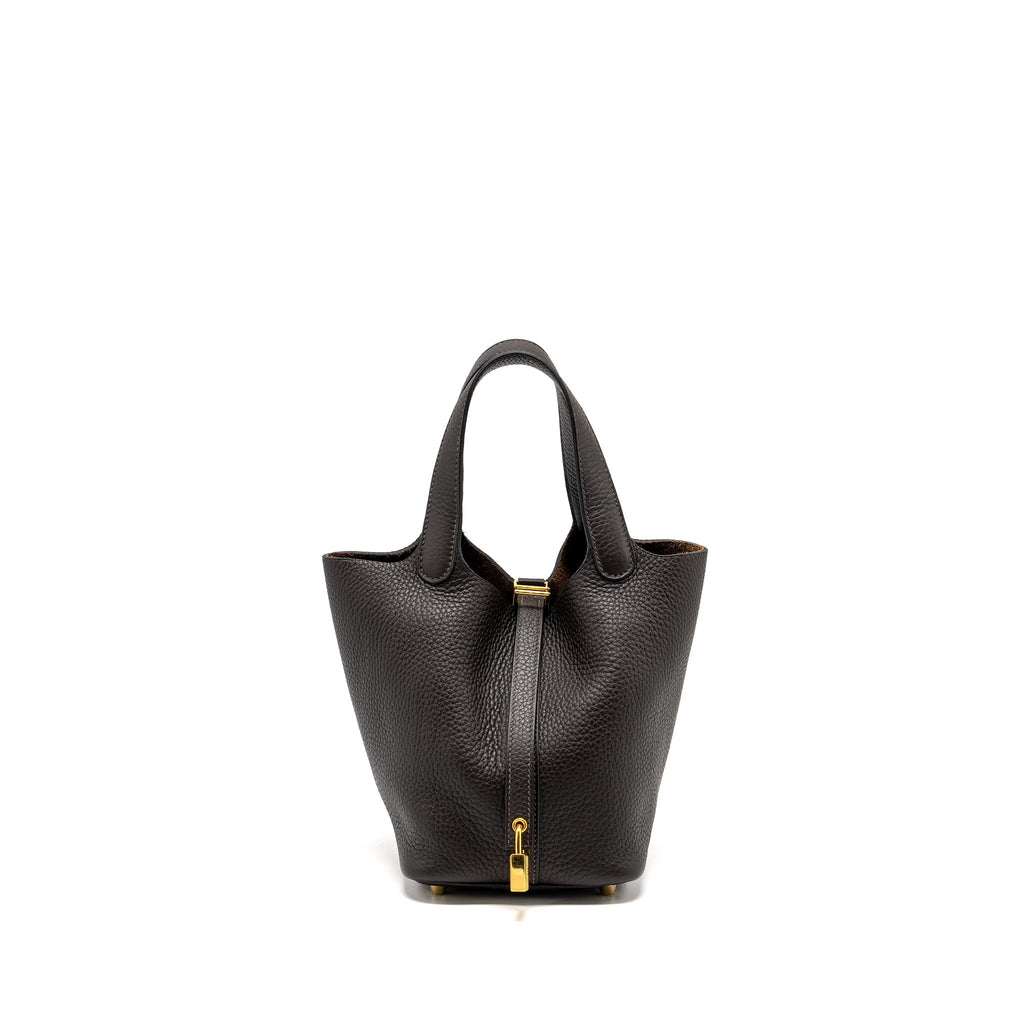 Hermes Picotin 18 Lock Bag Clemence Ebene GHW