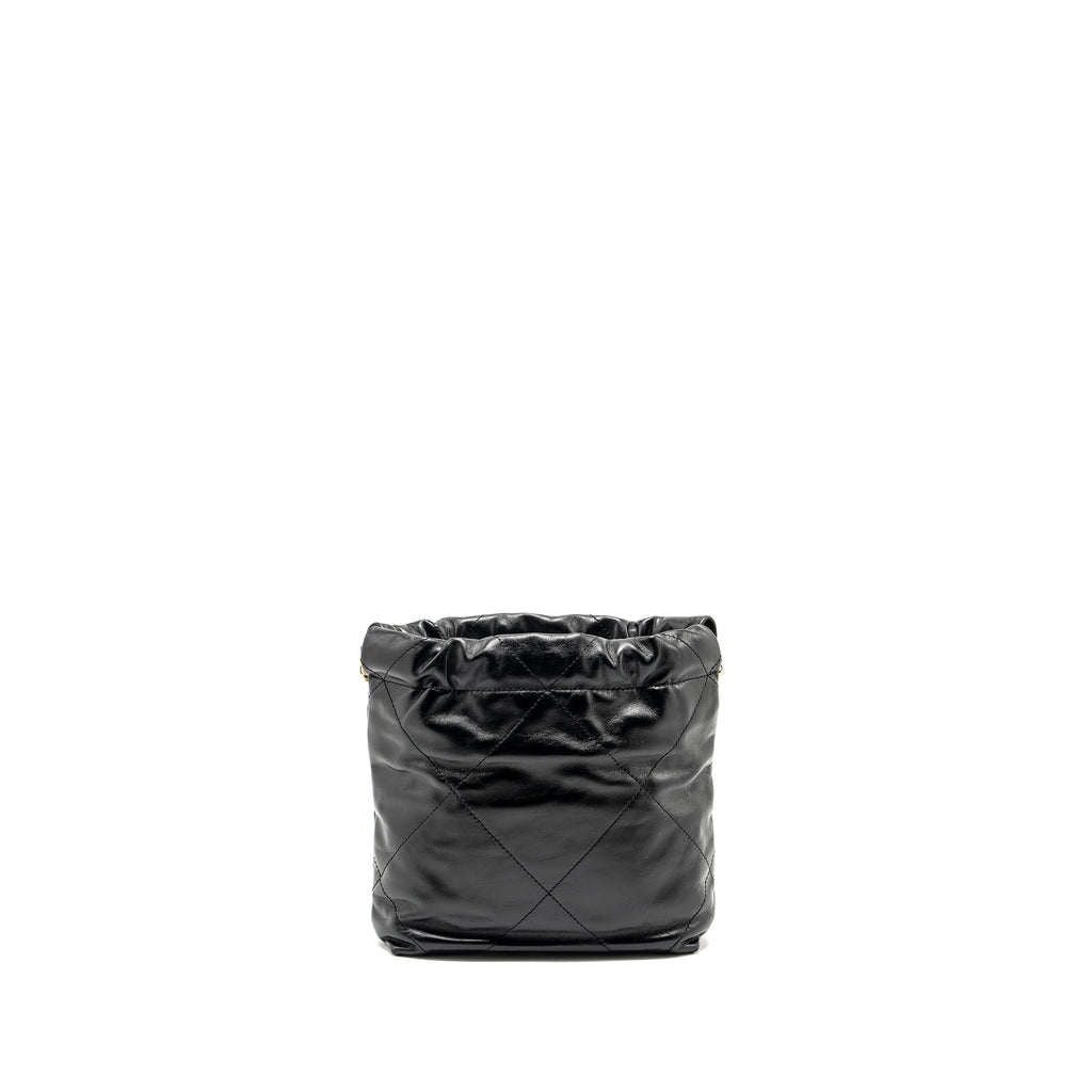 CHANEL MINI 22 BAG SHINY CALFSKIN BLACK GHW (MICROCHIP)