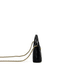 CHANEL 24A MINI SHOPPING TOTE/MINI KELLY VELVET BLACK GHW (MICROCHIP)