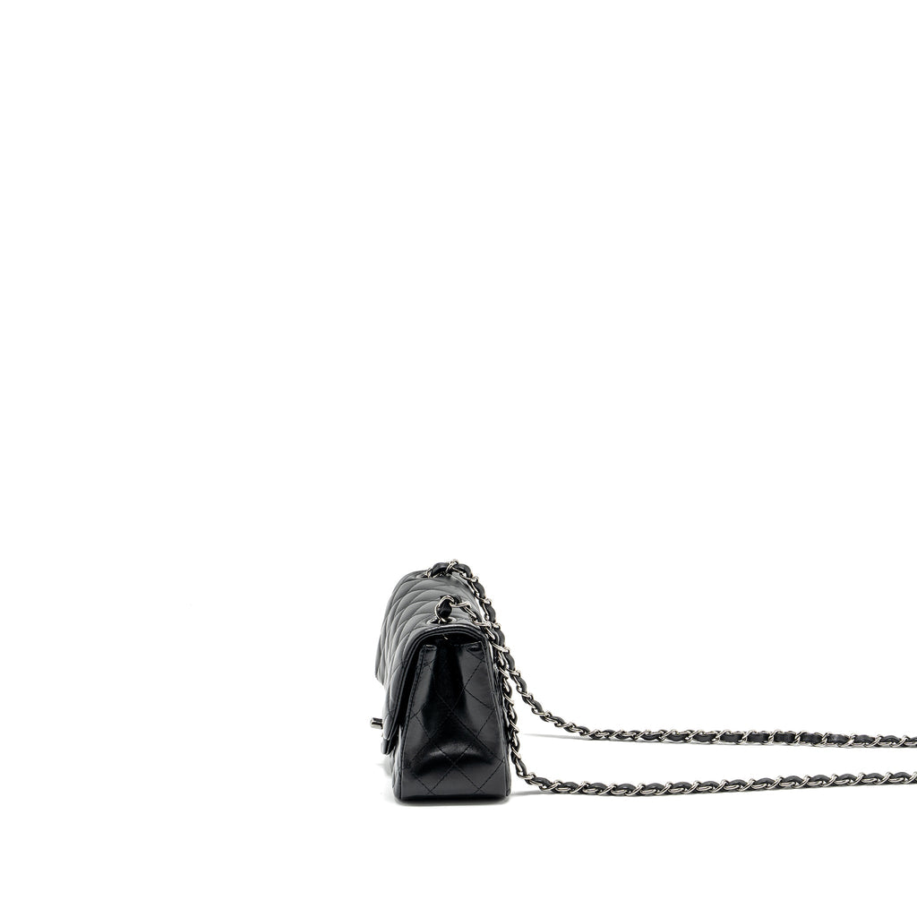 CHANEL MINI SQUARE FLAP BAG LAMBSKIN BLACK SHW