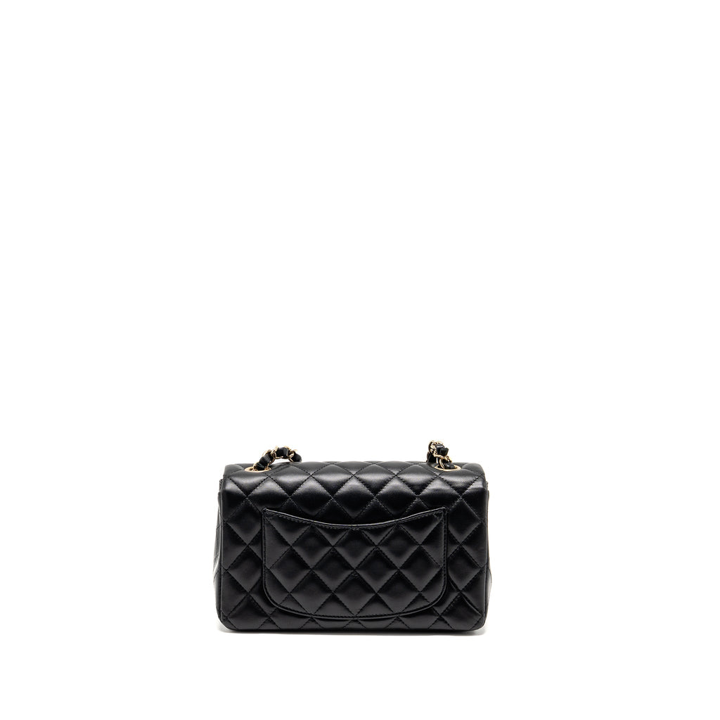 CHANEL MINI RECTANGULAR FLAP BAG LAMBSKIN BLACK LGHW (MICROCHIP)