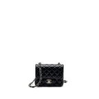 CHANEL MINI SQUARE FLAP BAG LAMBSKIN BLACK SHW