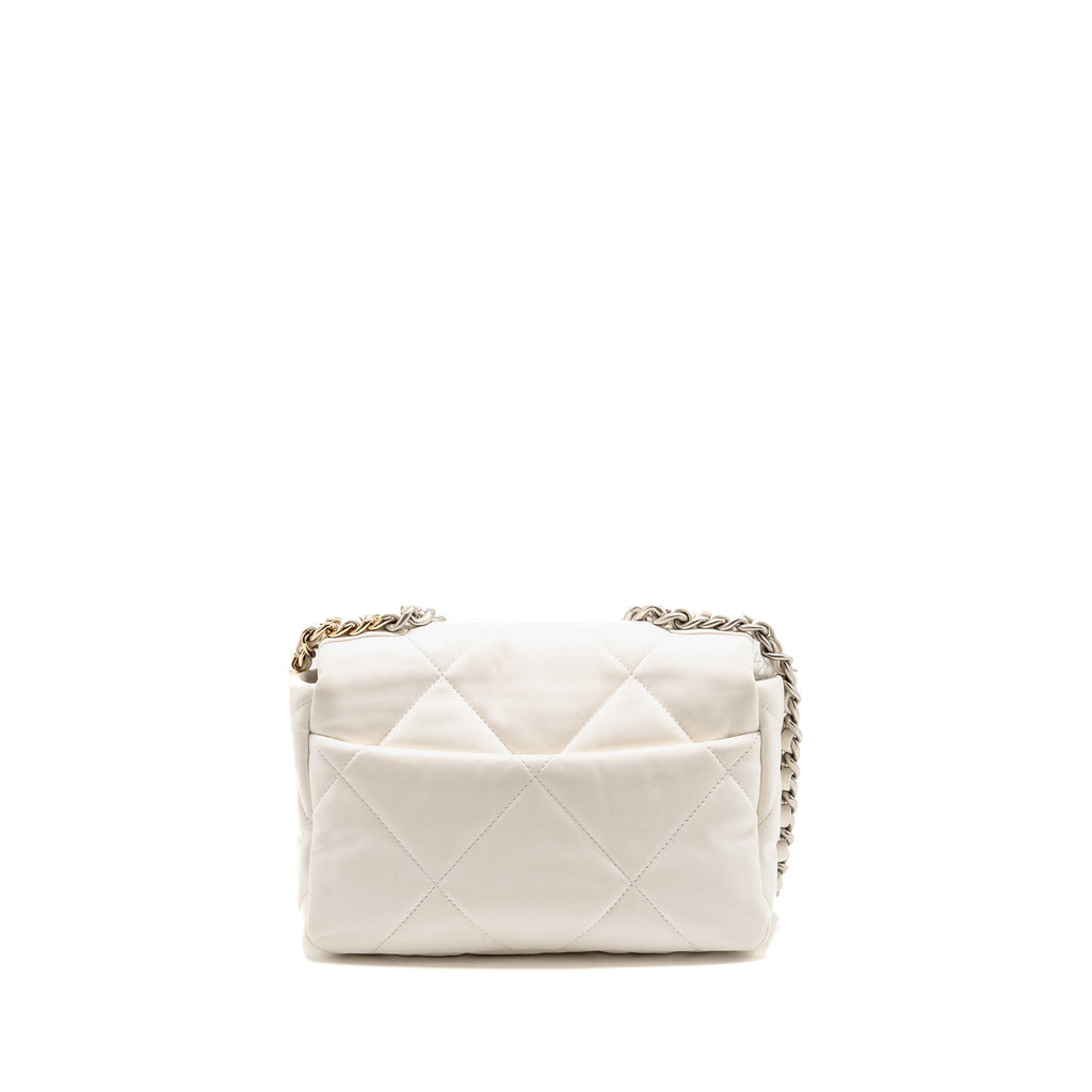 Chanel small 19 bag lambskin white multicoloured hardware (microchip)