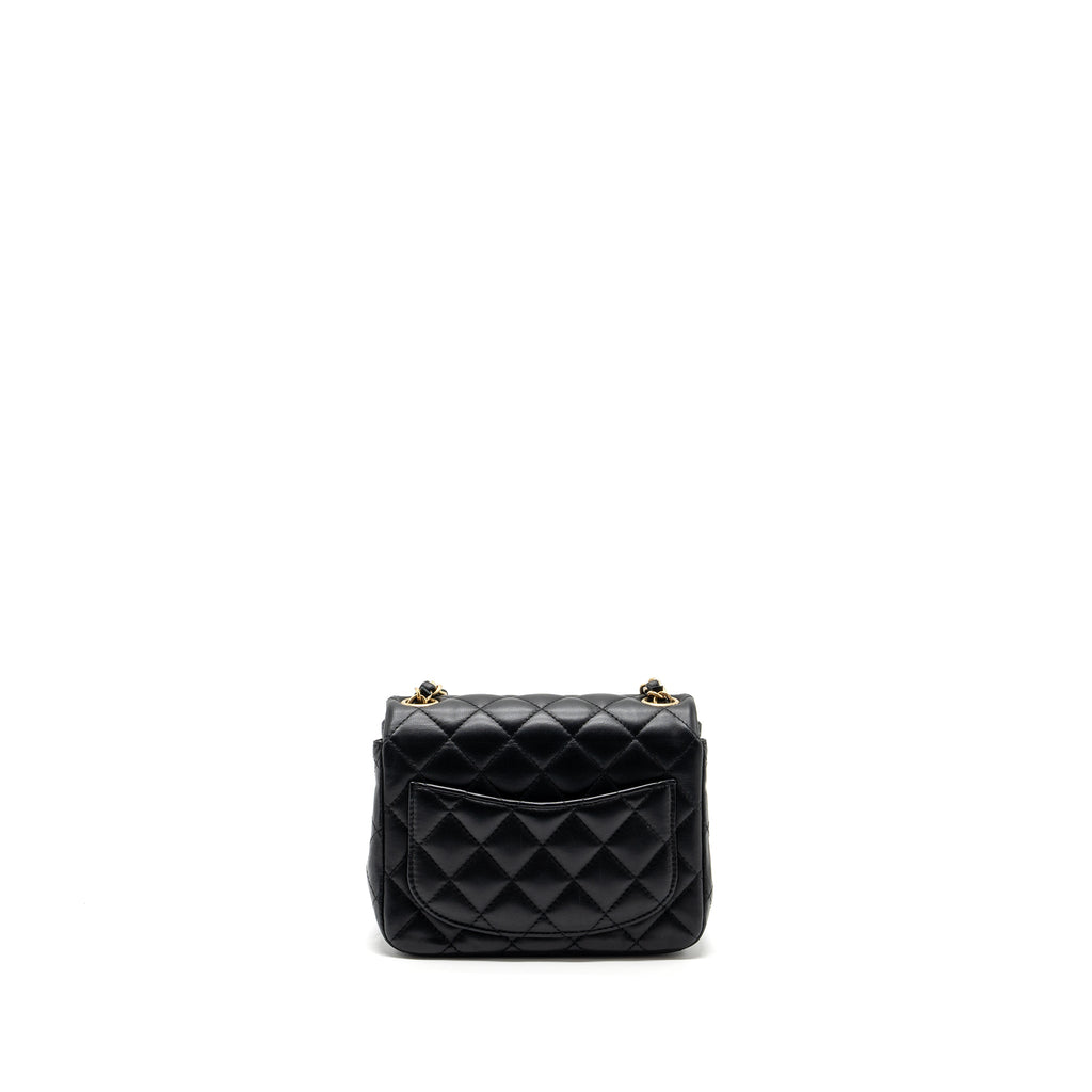 CHANEL CLASSIC MINI SQUARE FLAP BAG LAMBSKIN BLACK BRUSHED GHW
