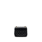 CHANEL CLASSIC MINI SQUARE FLAP BAG LAMBSKIN BLACK BRUSHED GHW