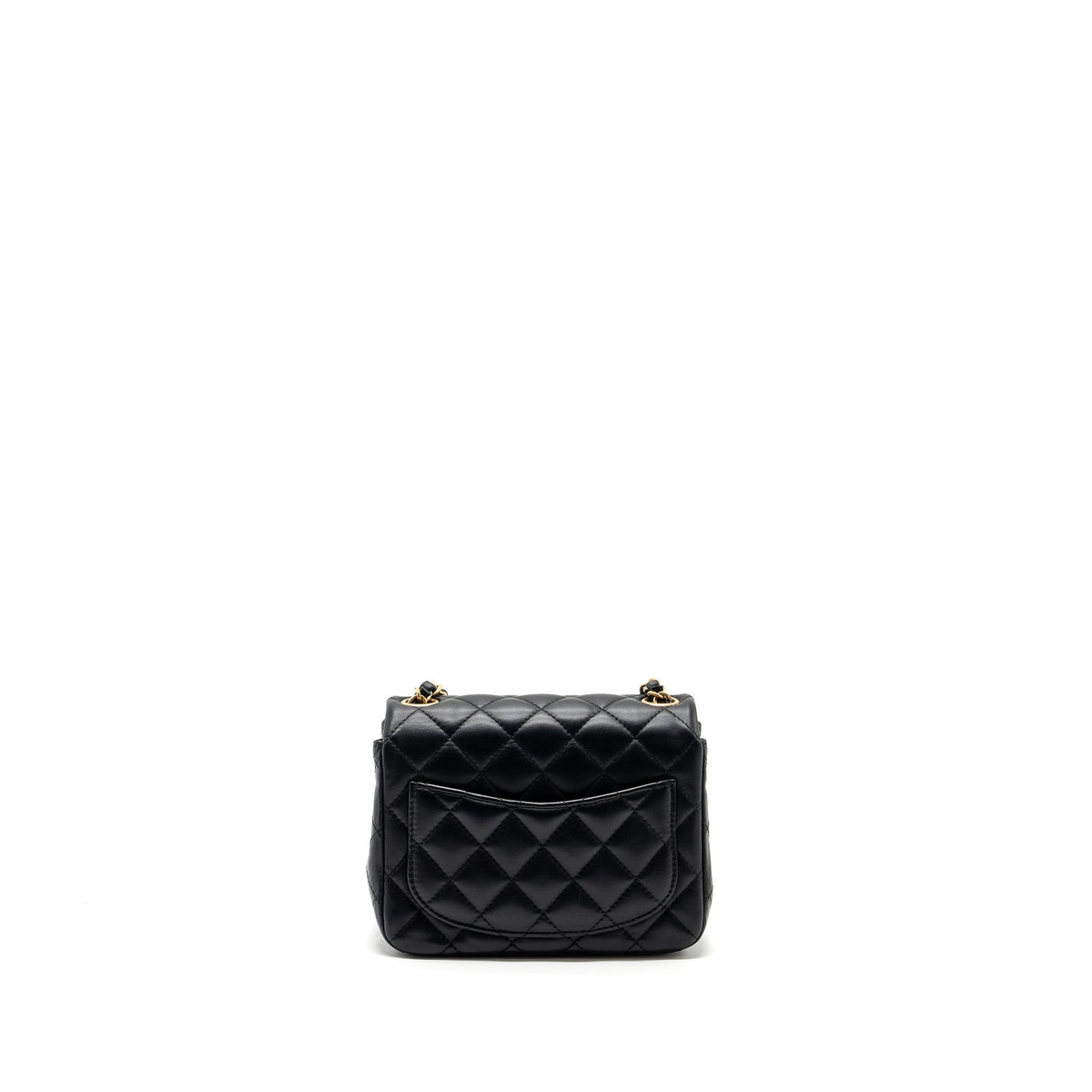 CHANEL CLASSIC MINI SQUARE FLAP BAG LAMBSKIN BLACK BRUSHED GHW