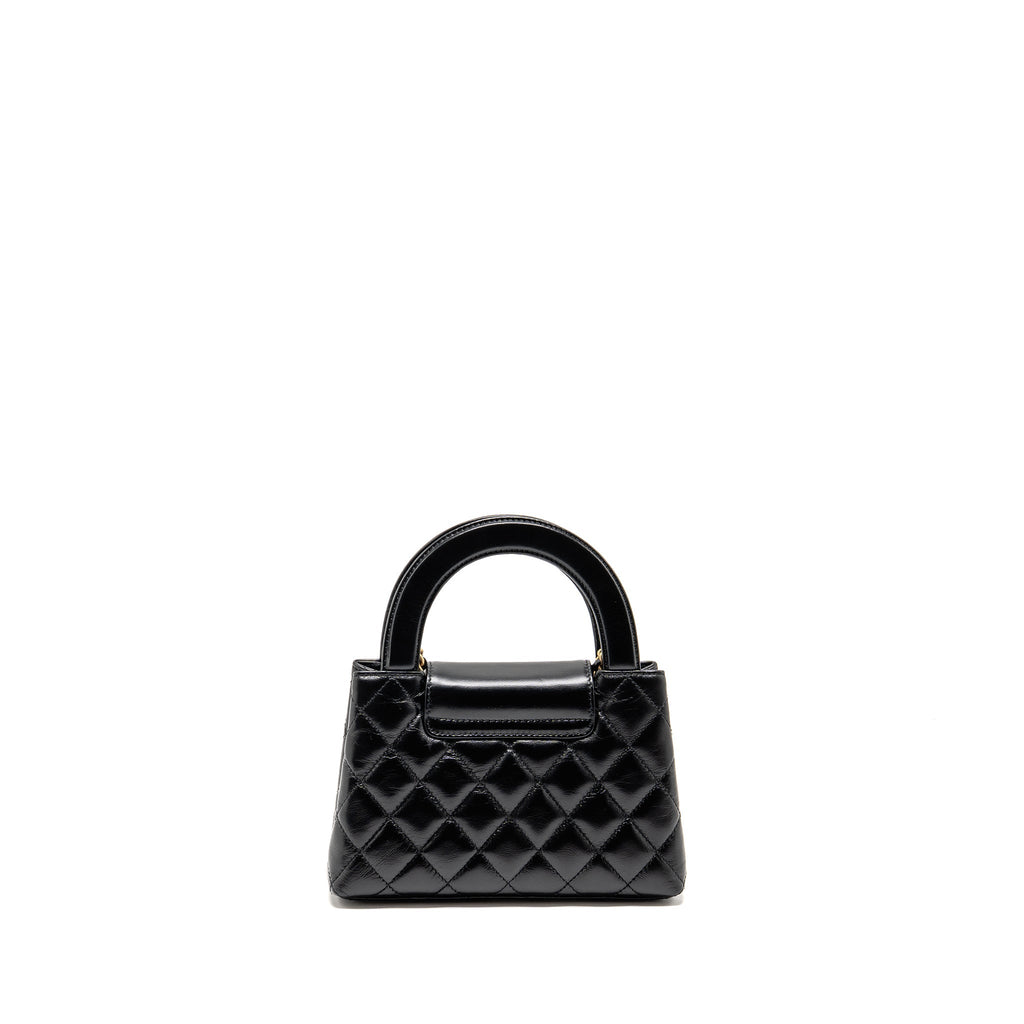 CHANEL MINI KELLY SHOPPING TOTE BAG CALFSKIN BLACK GHW (MICROCHIP)
