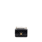 CHANEL 24C GOLD CRUSH MINI FLAP BAG CALFSKIN BLACK GHW  (MICROCHIP)