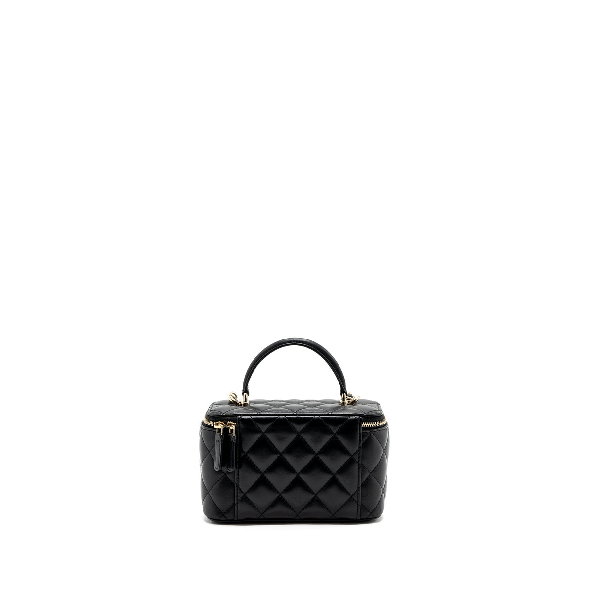 CHANEL TOP HANDLE LONG VANITY WITH CHAIN LAMBSKIN BLACK LGHW (MICROCHIP)