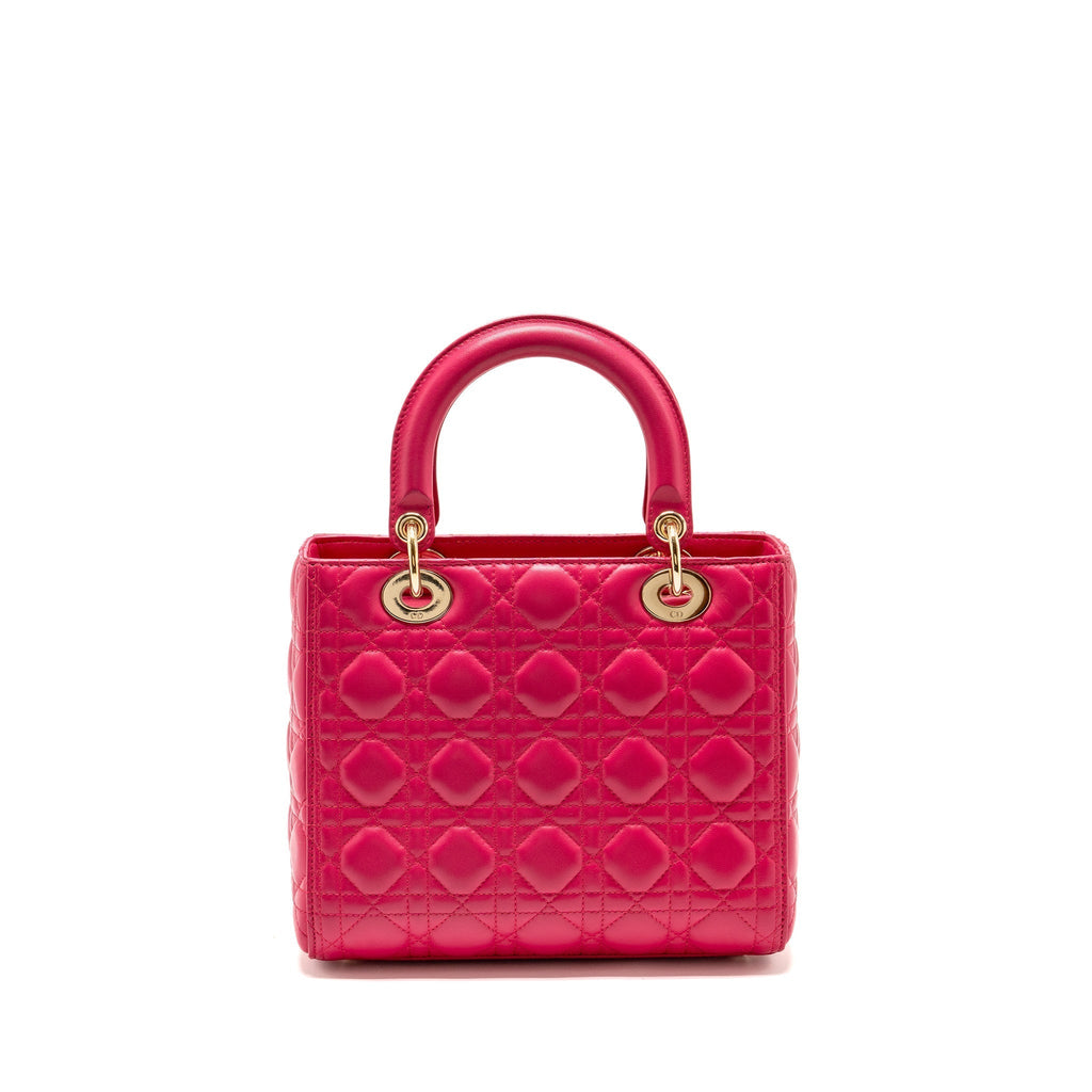 DIOR MEDIUM LADY DIOR LAMBSKIN PINK LGHW