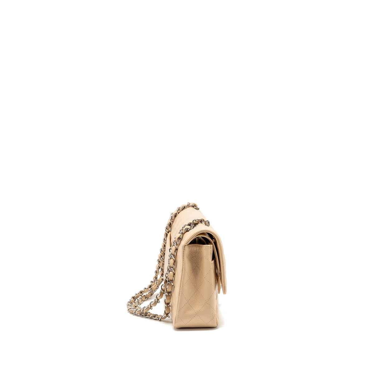 CHANEL MEDIUM CLASSIC DOUBLE FLAP BAG CAVIAR BEIGE LGHW