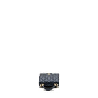 CHANEL TOP HANDLE MINI FLAP BAG PEARLY LAMBSKIN DARK BLUE LGHW(MICROCHIP)