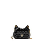 CHANEL 23P HOBO BAG SHINY CALFSKIN BLACK BRUSHED GHW(MICROCHIP)