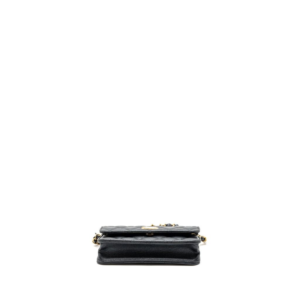 CHANEL MINI FLAP BAG WITH ADJUSTABLE CHAINS CAVIAR BLACK GHW(MICROCHIP)