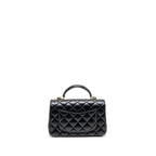 CHANEL TOP HANDLE MINI RECTANGULAR FLAP BAG LAMBSKIN BLACK LGHW (MICROCHIP)
