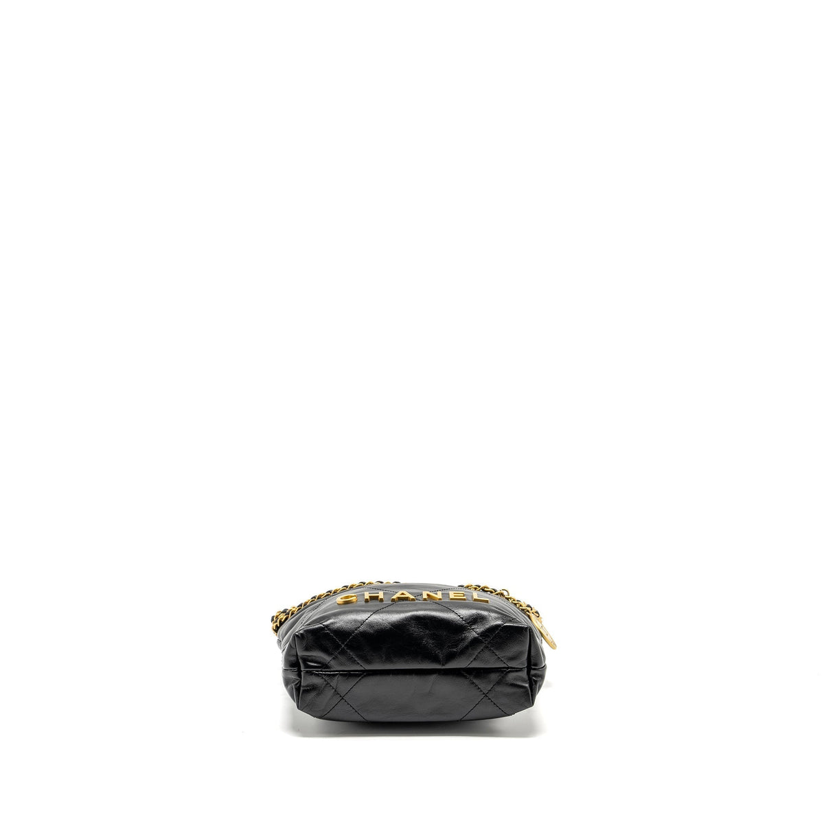 CHANEL MINI 22 BAG SHINY CALFSKIN BLACK GHW (MICROCHIP)