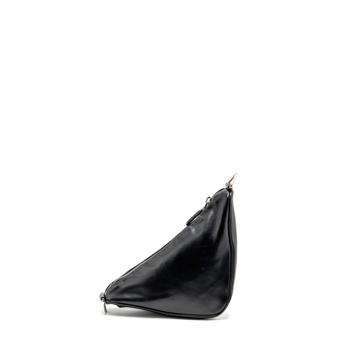 PRADA TRIANGLE SHOULDER BAG LEATHER BLACK SHW
